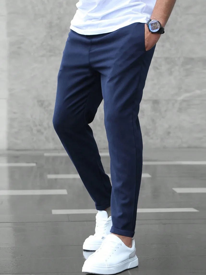 Freya | Stylish Slim Fit Pants with Drawstring Detail - Navy Blue - 4