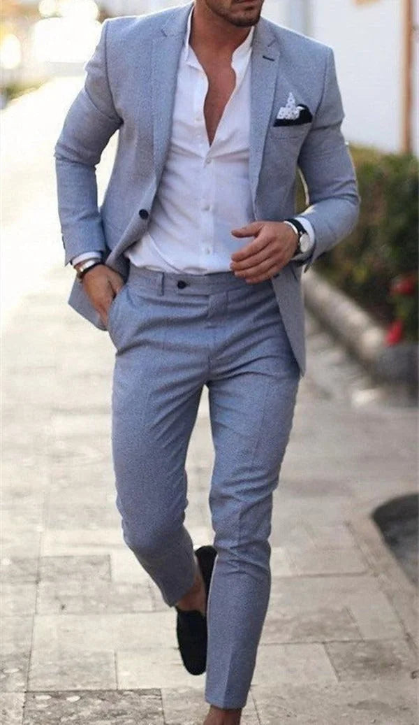 Blue Men's Slim Fit Two Piece Suit - Tailored Fit