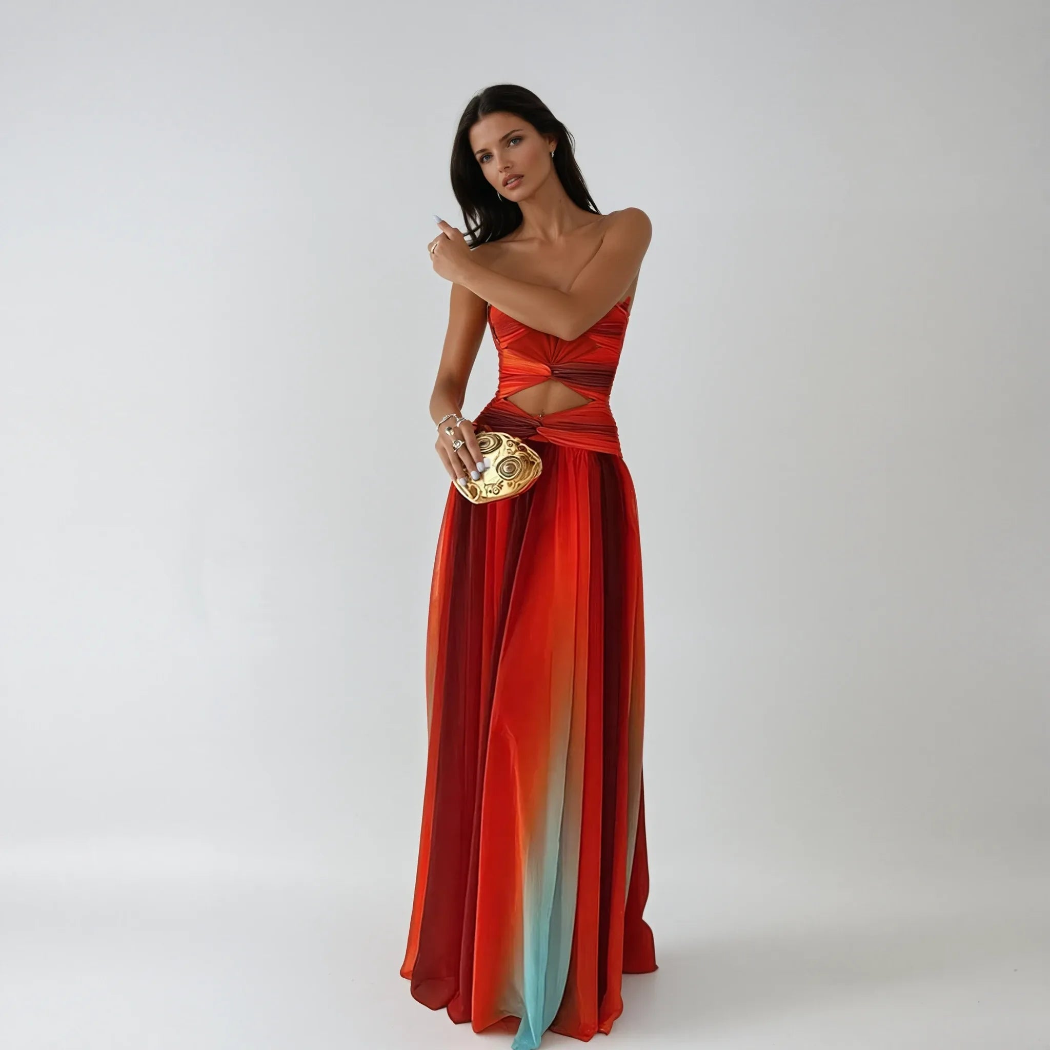 Kelly | Elegant Strapless Cutout Maxi Dress