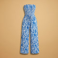Women's Strapless Wide-Leg Jumpsuit — Serena Smocked Bohemian Printed