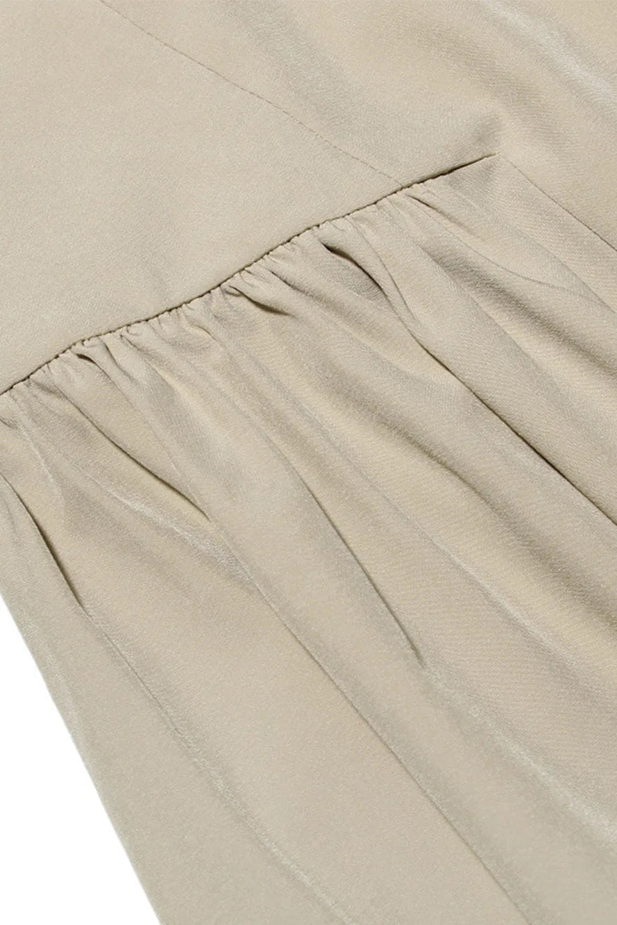 Camille | Elegant Bustier Midi Dress With Sweetheart Neckline - Beige - 4