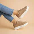 Women's Suede Platform Sneakers — Gloria Lace-Up Lightweight Casual