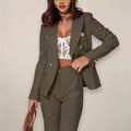 Women's Tailored Two Piece Blazer Suit with Pants — Orla Double-Breasted