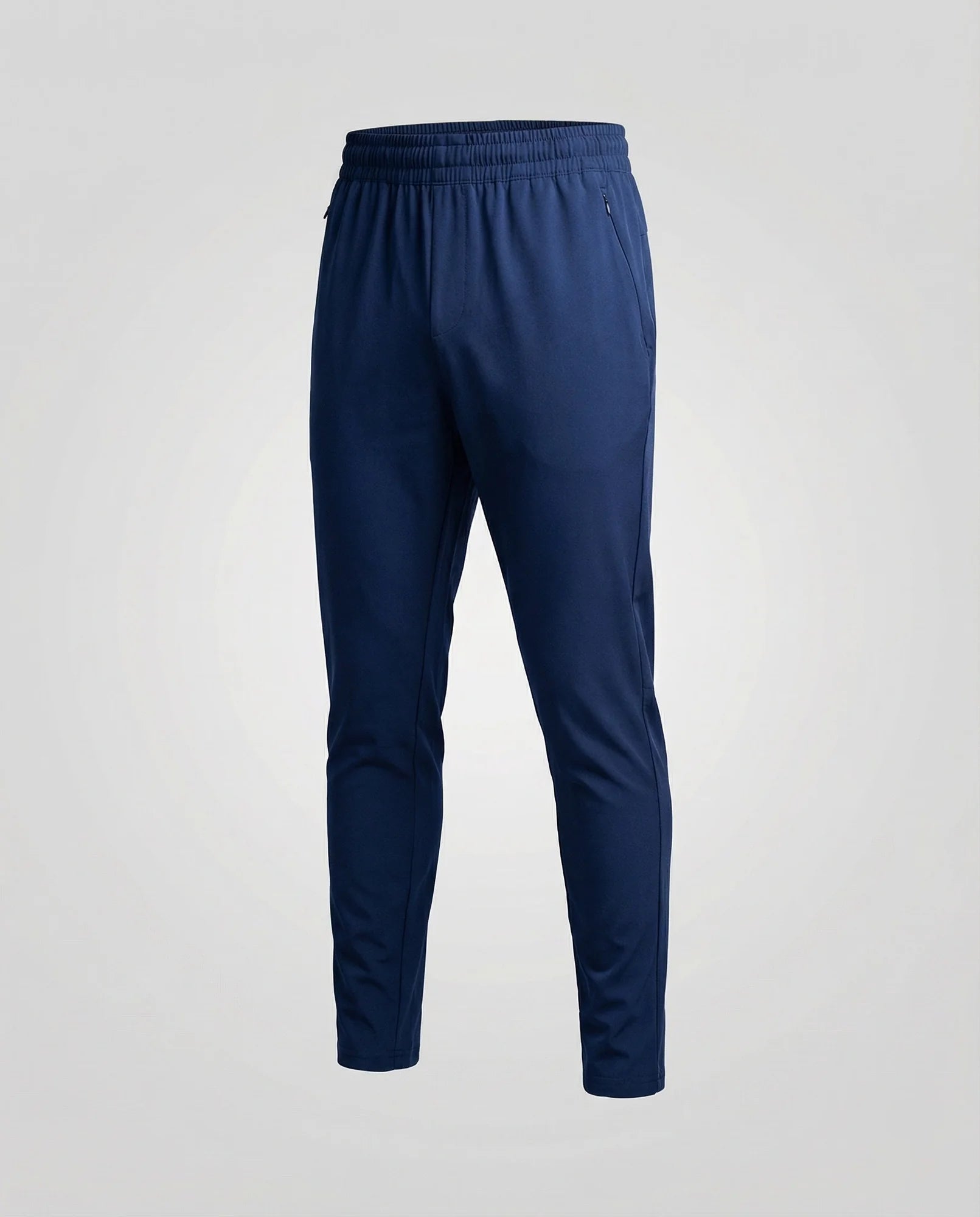 Navy Blue Tapered Men's Joggers with Elastic Waist - Flat Lay