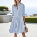 Rosie | Chic Striped Tiered Button-Down Shirt Dress
