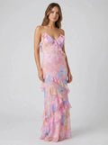 Sophia | Elegant Tiered Ruffle V-Neck Maxi Dress