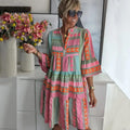 Women's Tiered V-Neck Beach Dress — Beatrix Bell Sleeve Bohemian