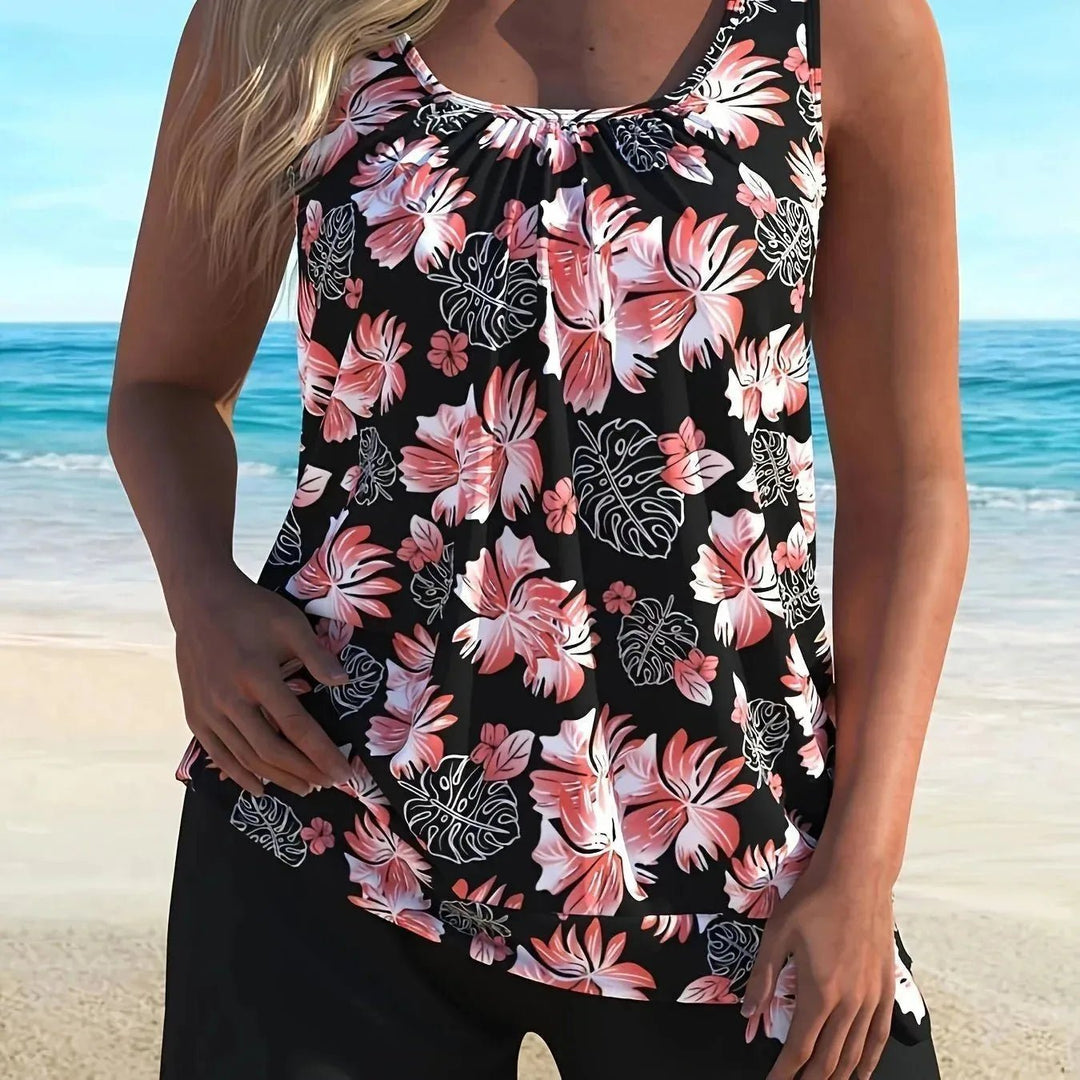 Lucy | Flattering Tropical Floral Tankini Set - Floral - 5