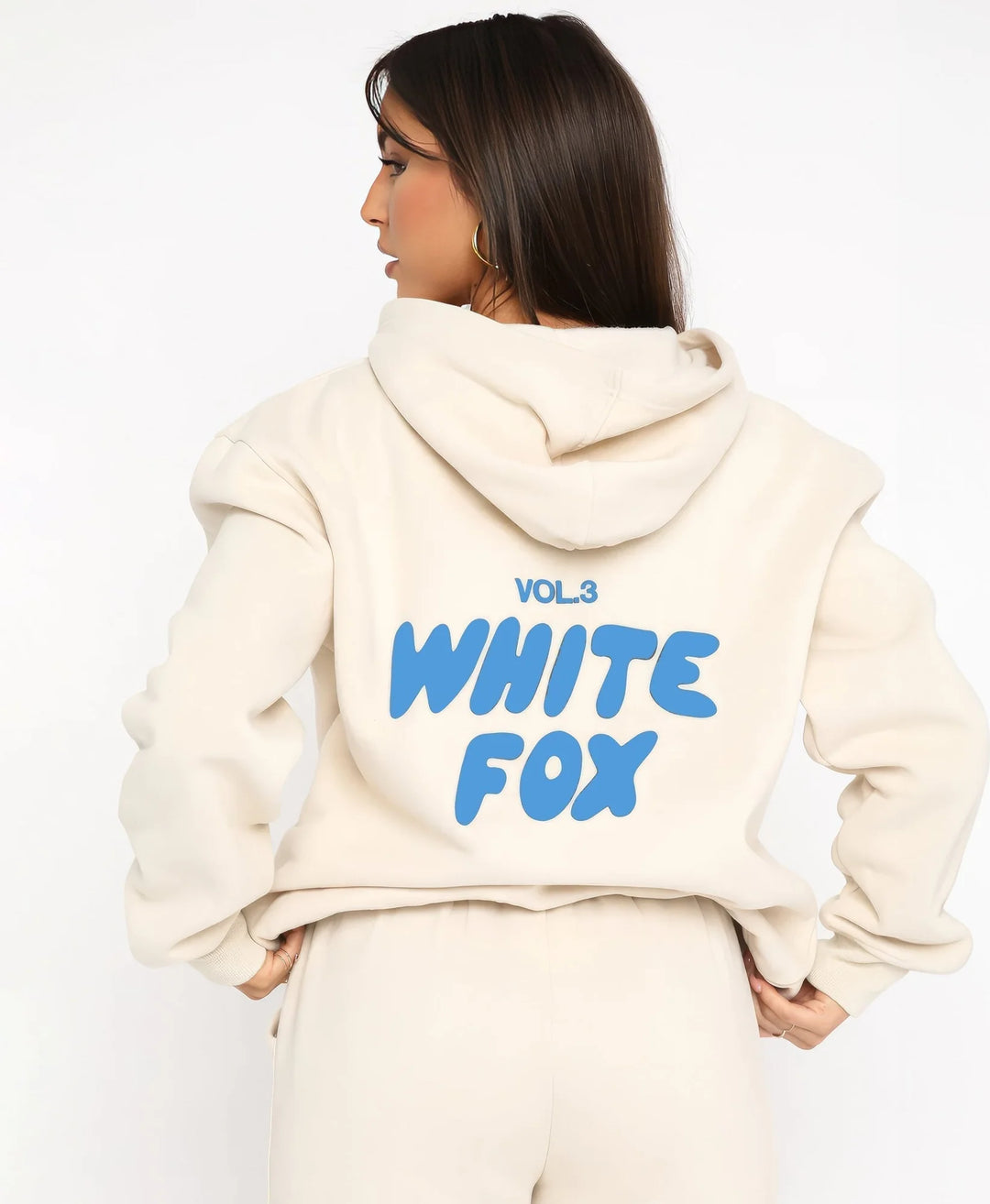 Beige Women's Two-Piece Hoodie & Pants Tracksuit — Reagan Oversized Loungewear - Back Detail