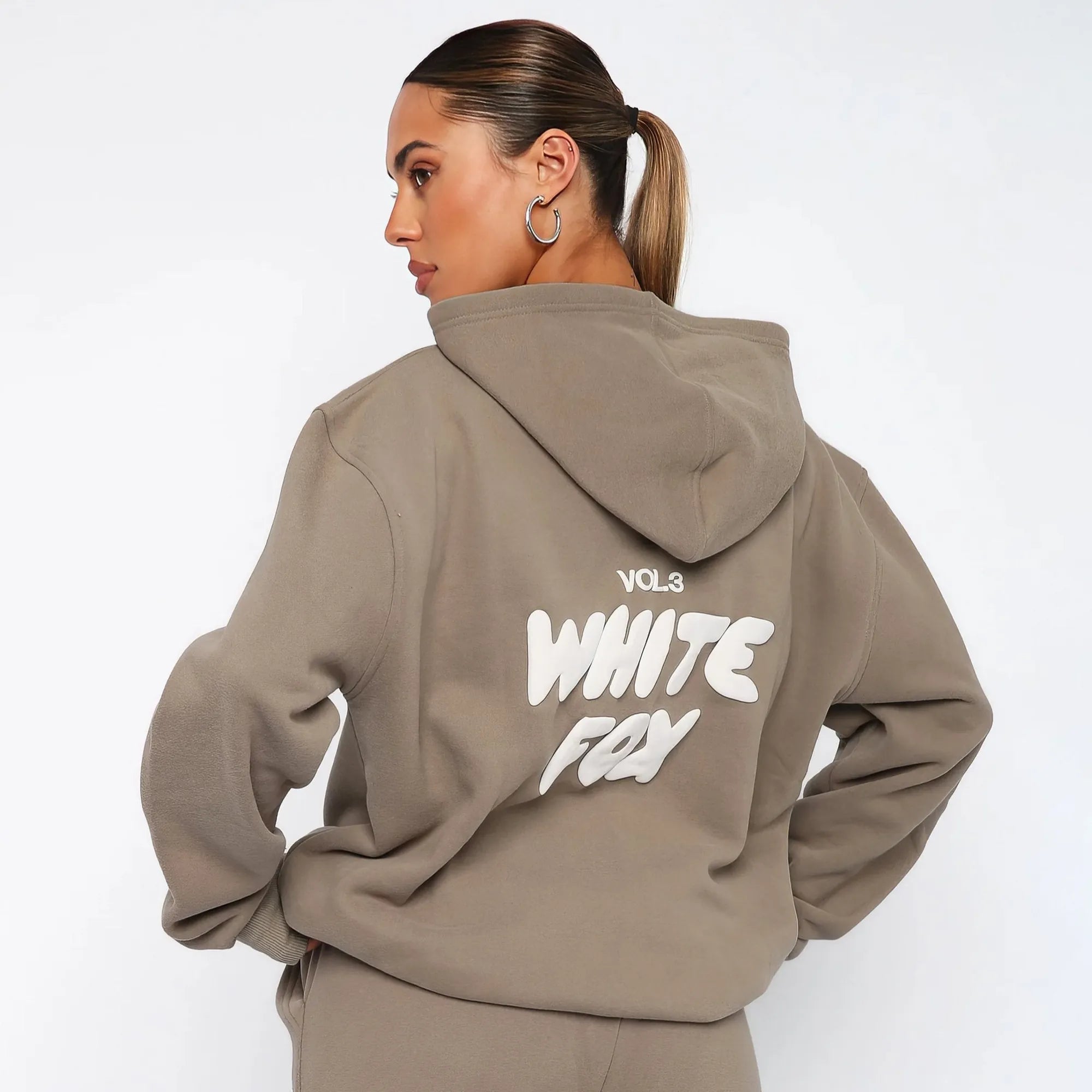 Caramel Women's Two-Piece Hoodie & Pants Tracksuit — Reagan Oversized Loungewear - Back Branding