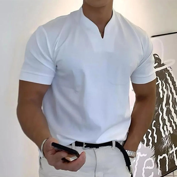 Miles | Elegant V - Neck Casual Polo Shirt - White - 1