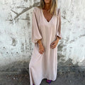 Serena | Elegant V-Neck Long Sleeve Beach Dress