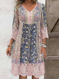Women's Floral V-Neck Maxi Dress — Reese Lace Detail Bohemian