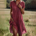Margaret | Chic V-Neck Polka Dot Midi Dress With Short Sleeves