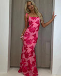 Women's Floral Wedding Guest Midi Dress — Heidi Tie Strap Embroidered