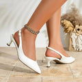 Aurora | Elegant White Kitten Heels with Pointed-Toe Slingback