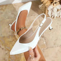 Celeste | Elegant White Kitten Heels Slingback