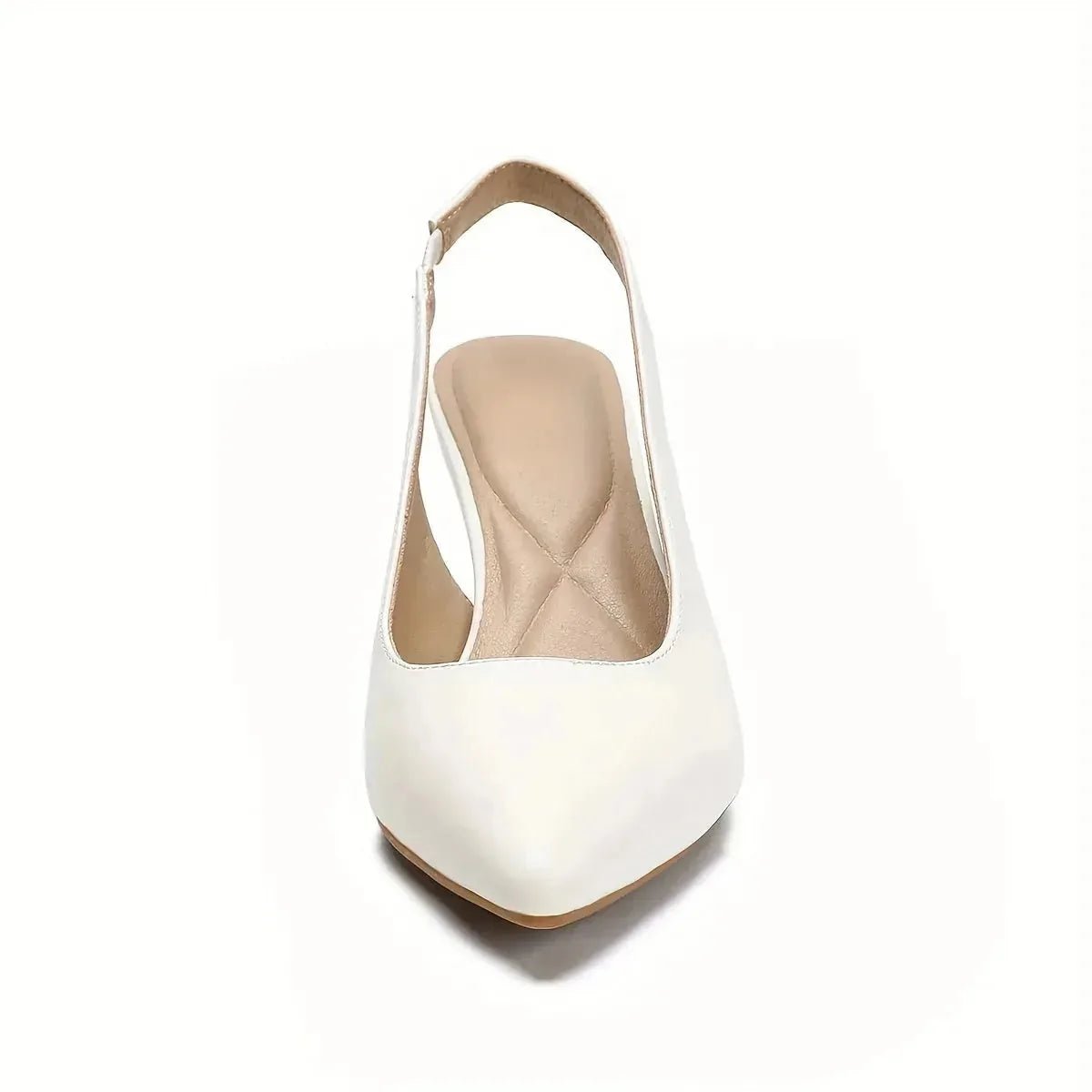 Rhea | Elegant White Kitten Heels with Pointed Toe - White - 3