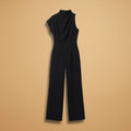 Women's Wide-Leg Jumpsuit — Scarlett Mock Neck Asymmetric Draped