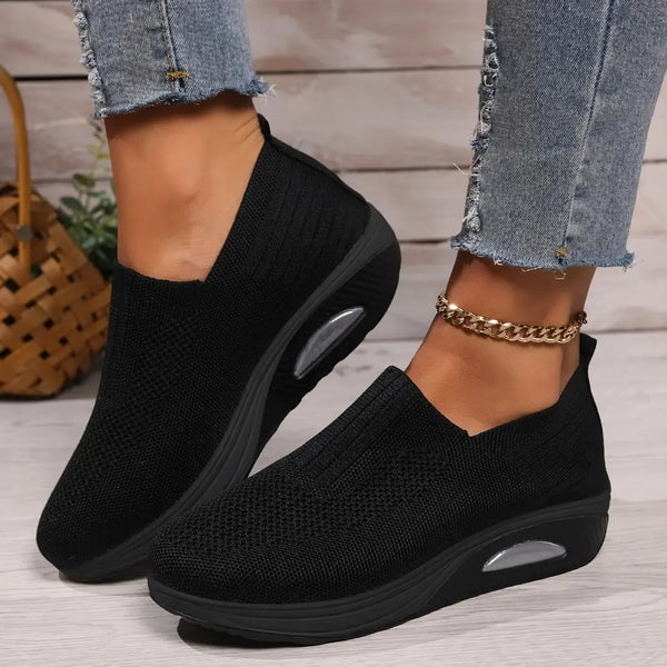 Black Women's Orthopedic Slip-On Shoes — Dora Cushioned Breathable Lightweight - Front Full