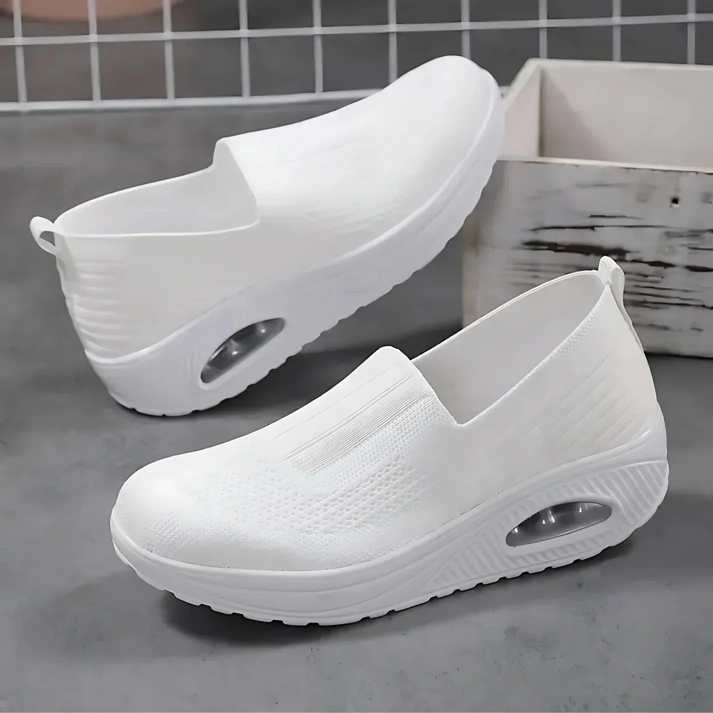 White Women's Orthopedic Slip-On Shoes — Dora Cushioned Breathable Lightweight - Studio