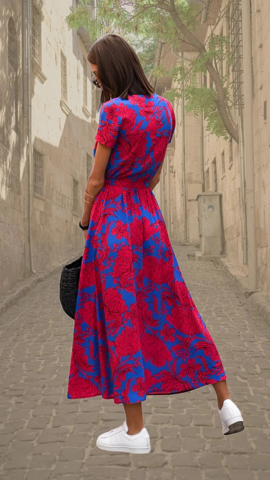 Esme | Elegant Floral Wrap Maxi Dress - Blue - 5