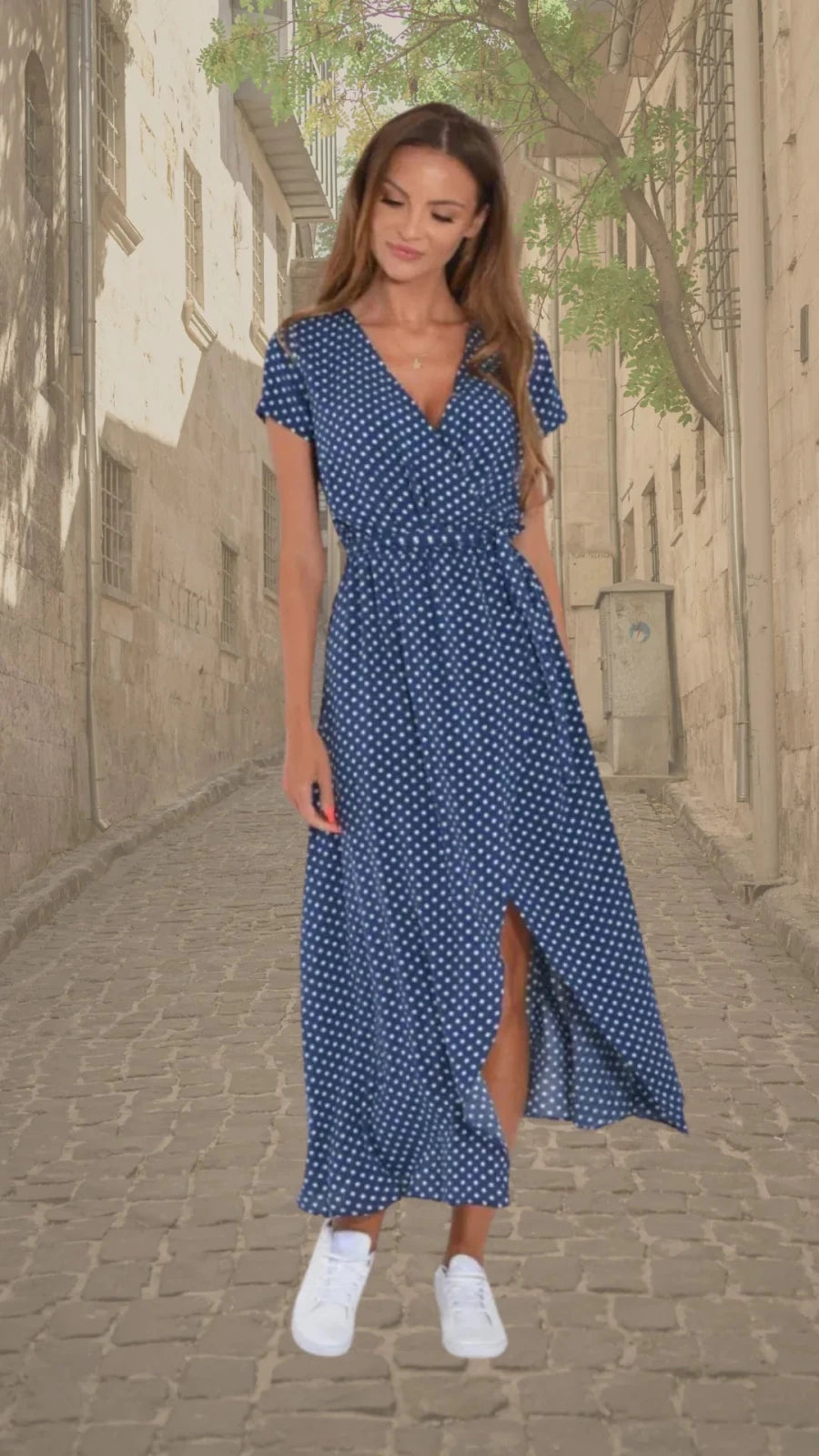 Esme | Elegant Floral Wrap Maxi Dress - Blue - 4