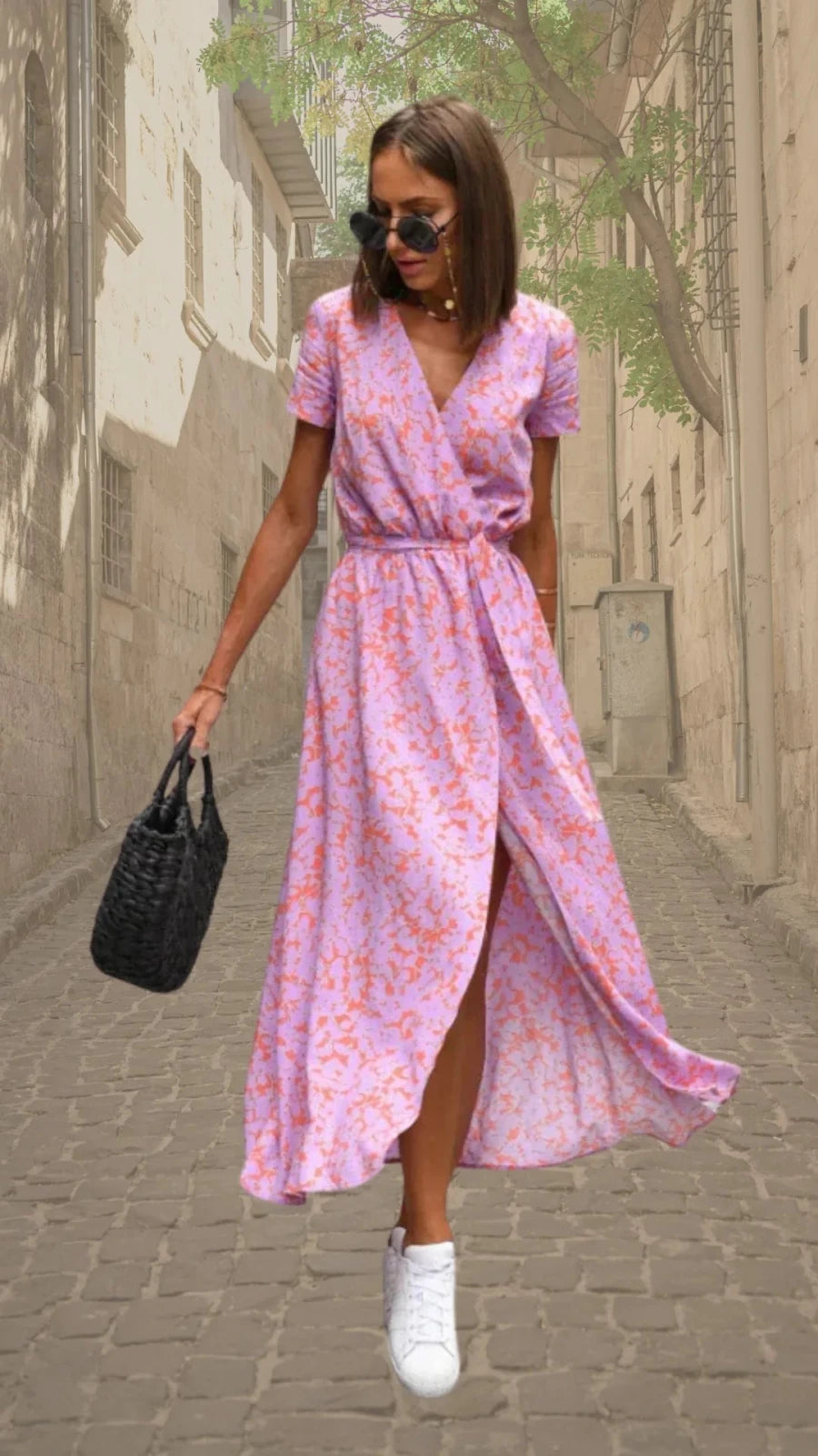 Esme | Elegant Floral Wrap Maxi Dress - Multicolor - 7